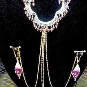 Silver and lavender nipple jewelry